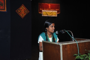 Representatives of city schools presenting their views on the topic "Women's Rights ­ a burning issue"
