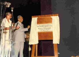 Governor P.C.Alexander laying the foundation stone of Vinayaka Clinic in 1988